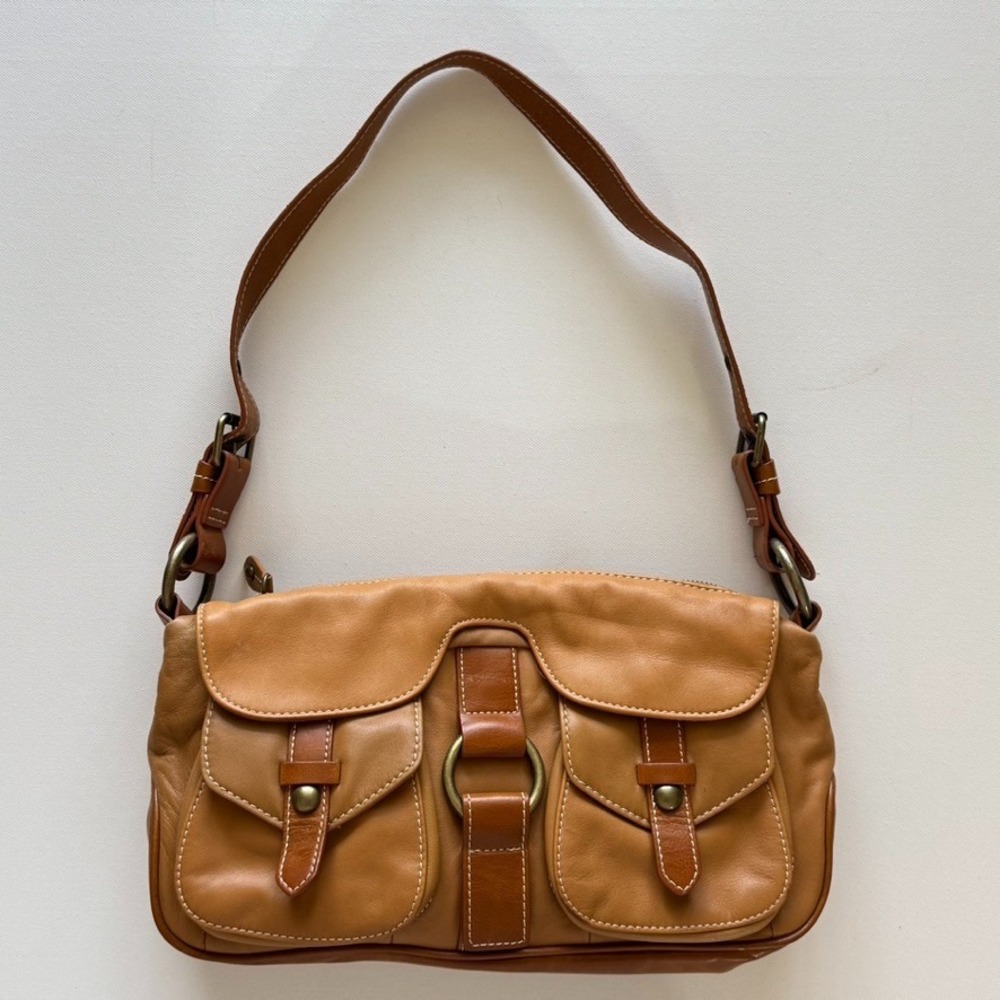 LUCE Leather Hobo Handbag Purse Shoulder Bag Brown‎ Tan Zip Closure Boho - Picture 2 of 16